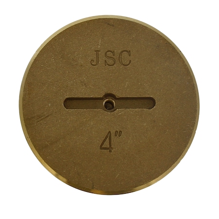 Jones Stephens 4in Slotted Brass Cleanout Plug with 5/16in Tapped Hole P58401
